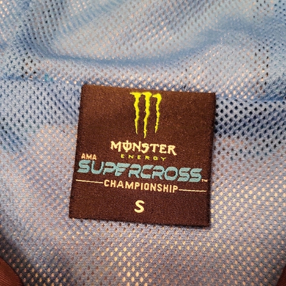 Monster Energy Men's AMA Supercross Blue Camo Windbreaker Size Small - Picture 8 of 14